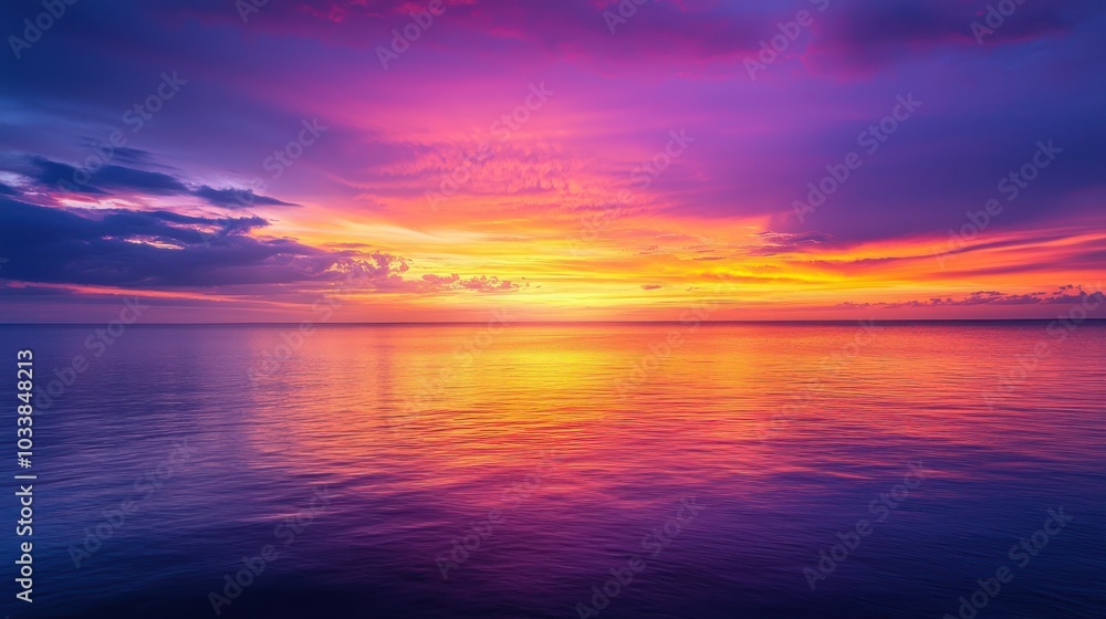 Vibrant Hues of Orange and Purple Above the Ocean Vibrant Hues of Orange and Purple Above the Ocean