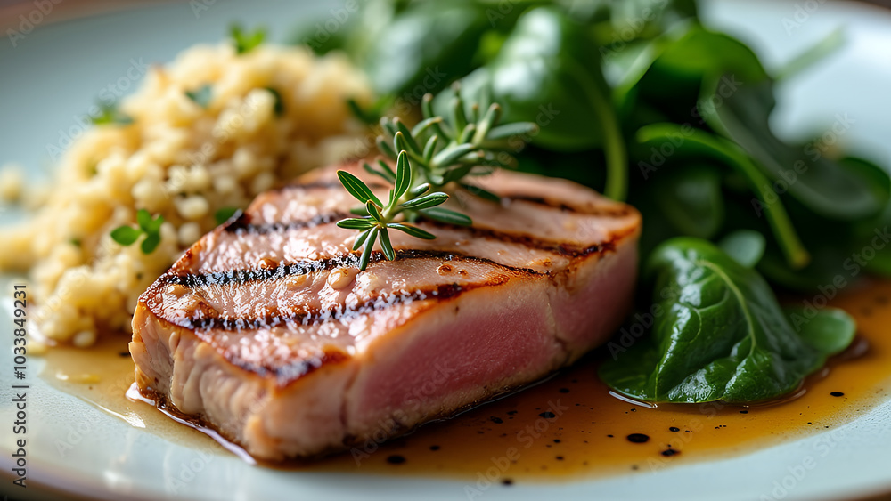 Tuna steak with quinoa and spinach Tuna steak with quinoa and spinach