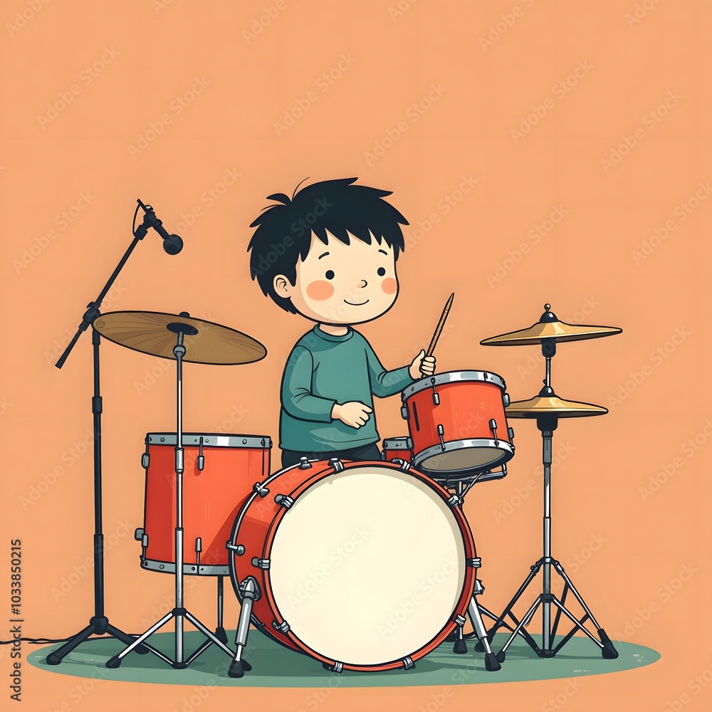 Fototapeta premium Child Playing Drum Set