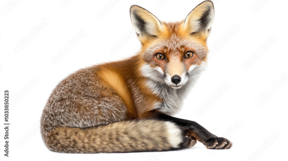 Red Fox Portrait on White Background Red Fox Portrait on White Background