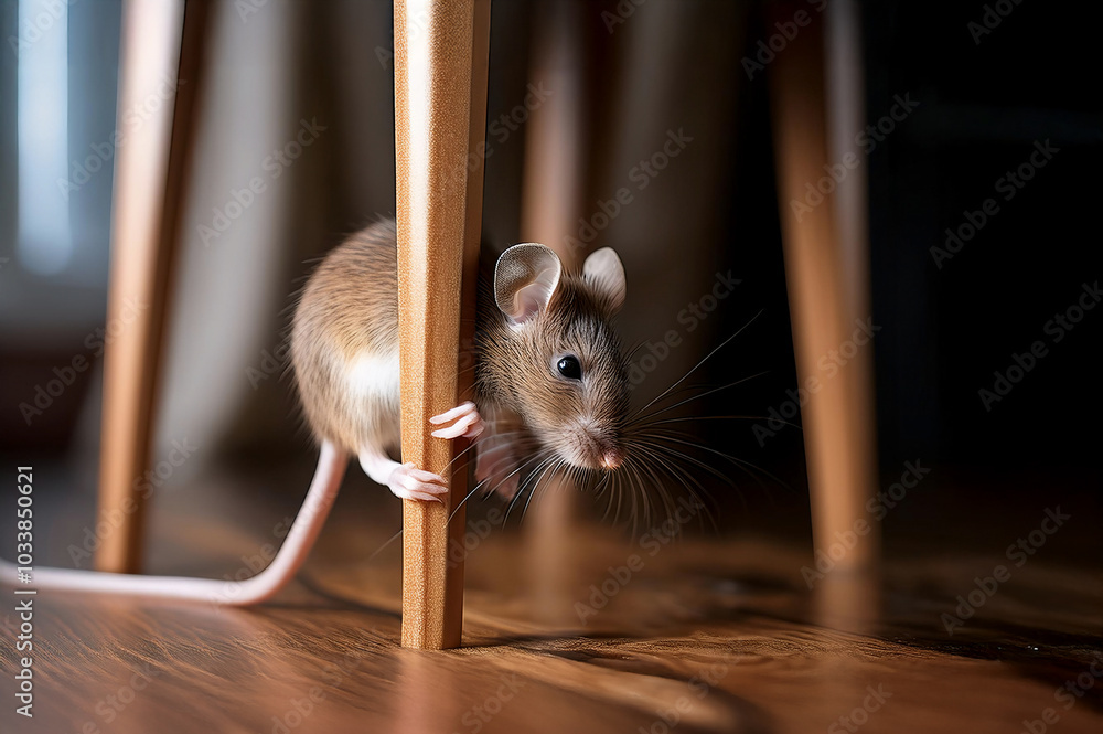 Eine Maus am Stuhlbein