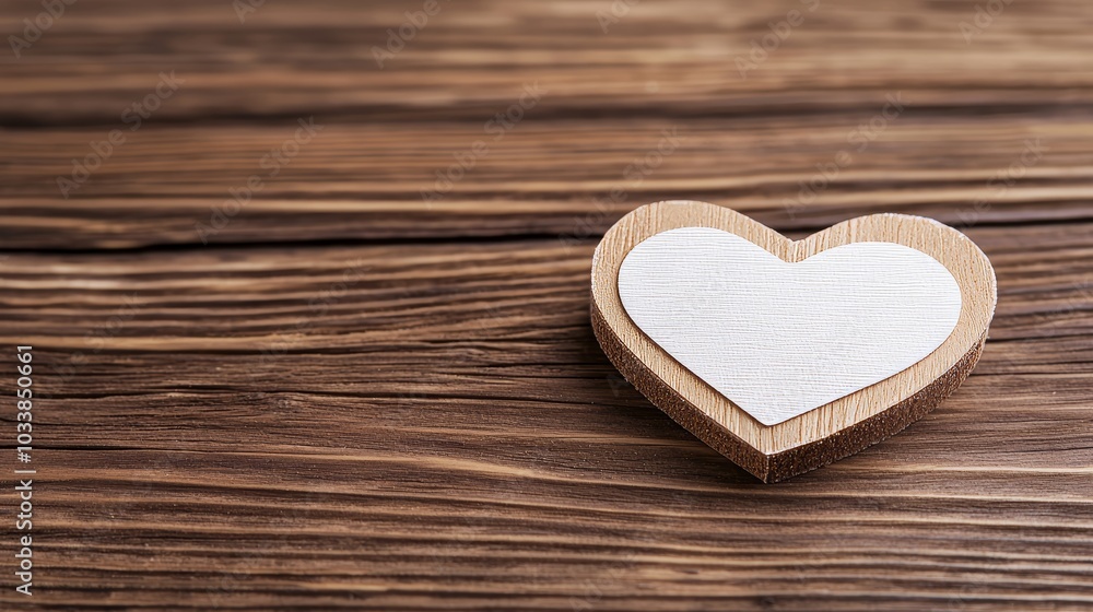 Rustic wooden heart with adhesive plasters, laying on a wooden surface. Empty space on top for text, soft shadows creating a cozy feel Rustic wooden heart with adhesive plasters, laying on a wooden surface. Empty space on top for text, soft shadows creating a cozy feel