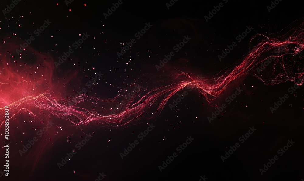 Fototapeta premium Abstract Red Energy Wave on Black Background