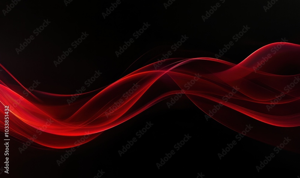 Fototapeta premium Abstract Red Wave Light on Black Background