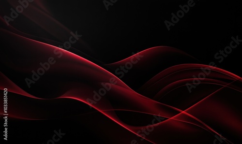 Elegant Red Waves on Black Background Art Print