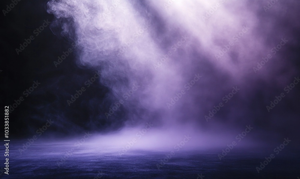 Mystic Purple Fog with Light Rays in Dark Space Mystic Purple Fog with Light Rays in Dark Space