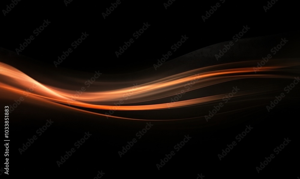 Abstract Glowing Orange Light Wave on Black Background Abstract Glowing Orange Light Wave on Black Background