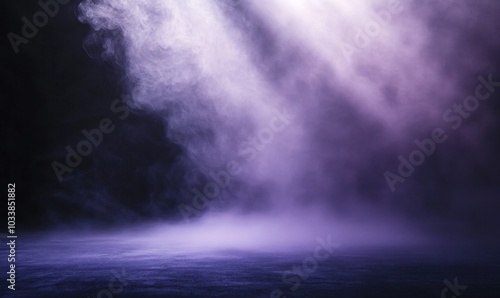 Mystic Purple Fog with Light Rays in Dark Space