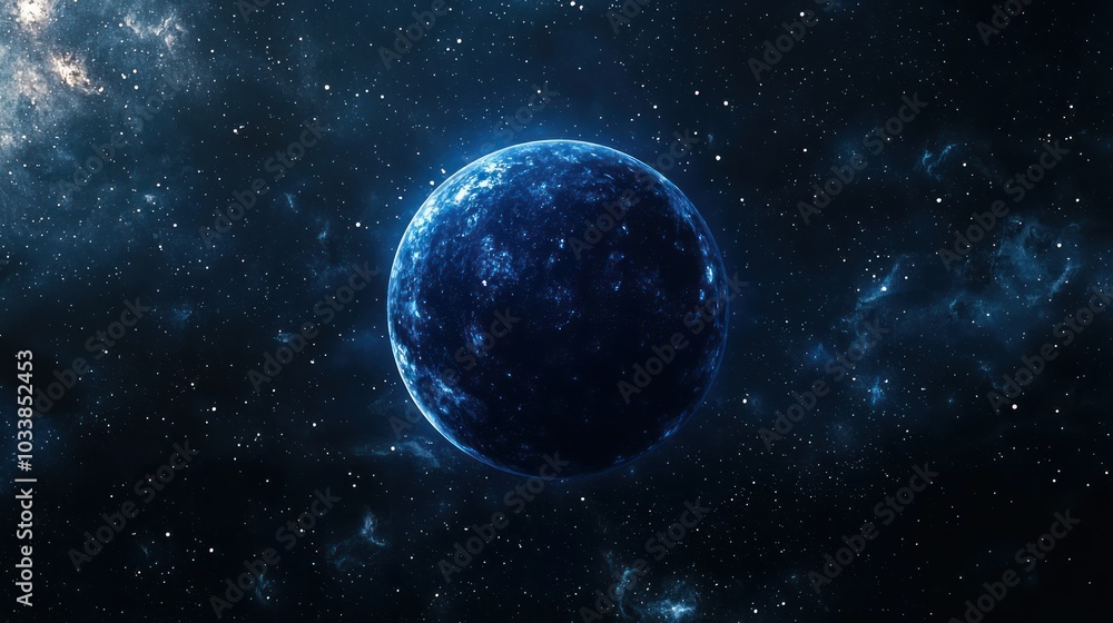 Enigmatic Blue Sphere in the Vastness of Space Enigmatic Blue Sphere in the Vastness of Space