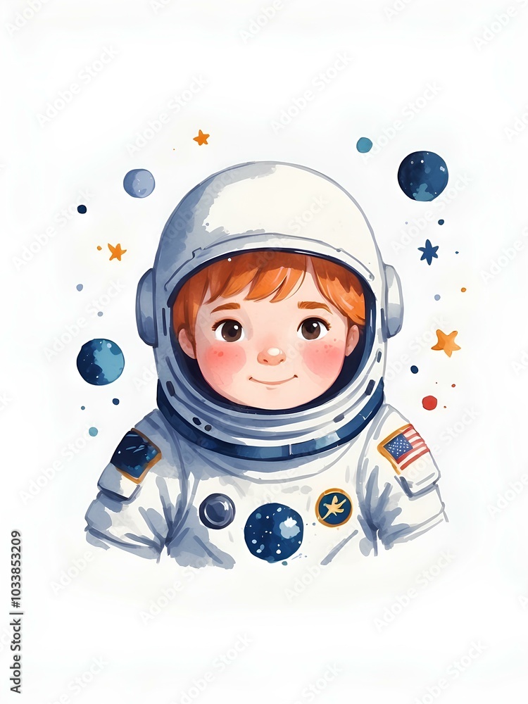Watercolor astronaut, cute astronaut suit, space theme, birthday, boy, girl, nursery wall art, planet, astronauts outerspace, white background Watercolor astronaut, cute astronaut suit, space theme, birthday, boy, girl, nursery wall art, planet, astronauts outerspace, white background