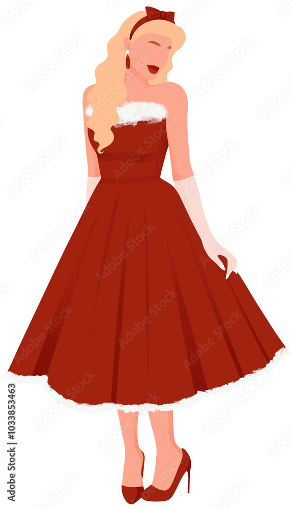 Minimalist Illustration of a Woman in a Red Christmas Dress, Celebrating the Festive Season with Modern Art Style and Simple Elegance Minimalist Illustration of a Woman in a Red Christmas Dress, Celebrating the Festive Season with Modern Art Style and Simple Elegance