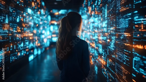 Wallpaper Mural Futuristic Neon Lit Cityscape with Glowing Architecture in Immersive Digital Tunnel Torontodigital.ca