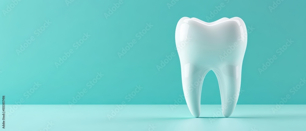 A clean, glossy tooth model on a light blue background, symbolizing dental health and hygiene. A clean, glossy tooth model on a light blue background, symbolizing dental health and hygiene.