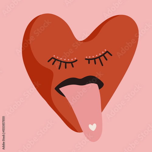Vector red heart for Valentine’s day celebration on a pink background 