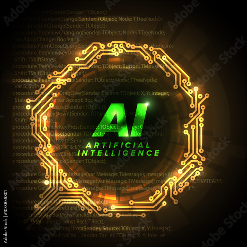 Artificial inteligence conceptual ilustration in fresh modern style with place for your content. AI artificial inteligence banner header social media template photo