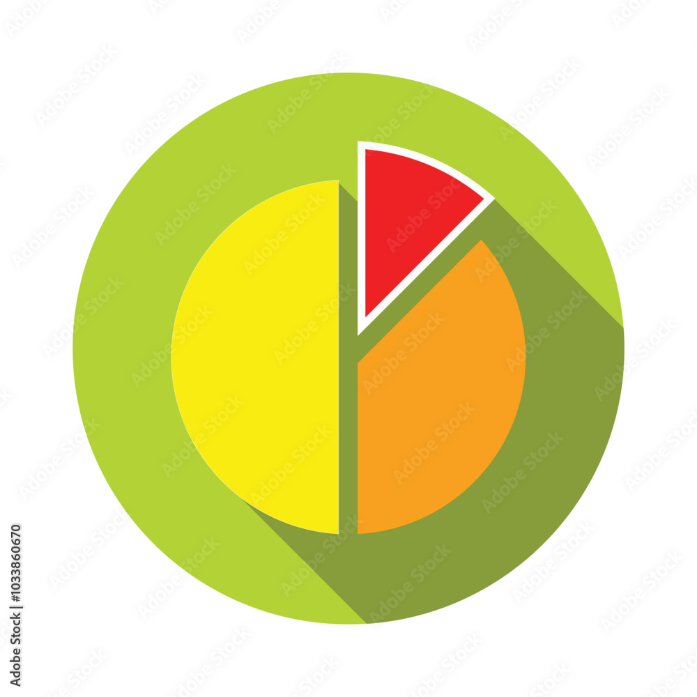 Pie chart flat icon with long shadow. Vector illustration for web and mobile applications. Pie chart flat icon with long shadow. Vector illustration for web and mobile applications.