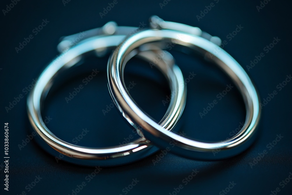 A close-up image displays two elegant silver hoop earrings resting on a dark blue surface, showcasing their shiny and smooth texture with a reflective glow. A close-up image displays two elegant silver hoop earrings resting on a dark blue surface, showcasing their shiny and smooth texture with a reflective glow.