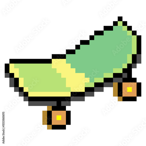 Skateboard in pixel art style
