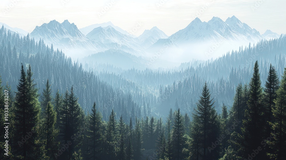 Forest Mountain Range Scene Forest Mountain Range Scene