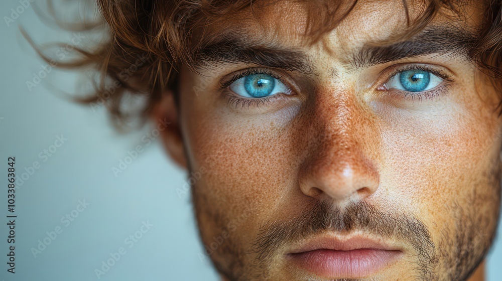 A man with a beard and blue eyes A man with a beard and blue eyes