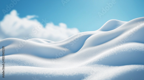 Snowy Mountain. Snow landscape decoration, frozen hills. White snow covered hill with a few small snow piles. Empty snow banks field. background.