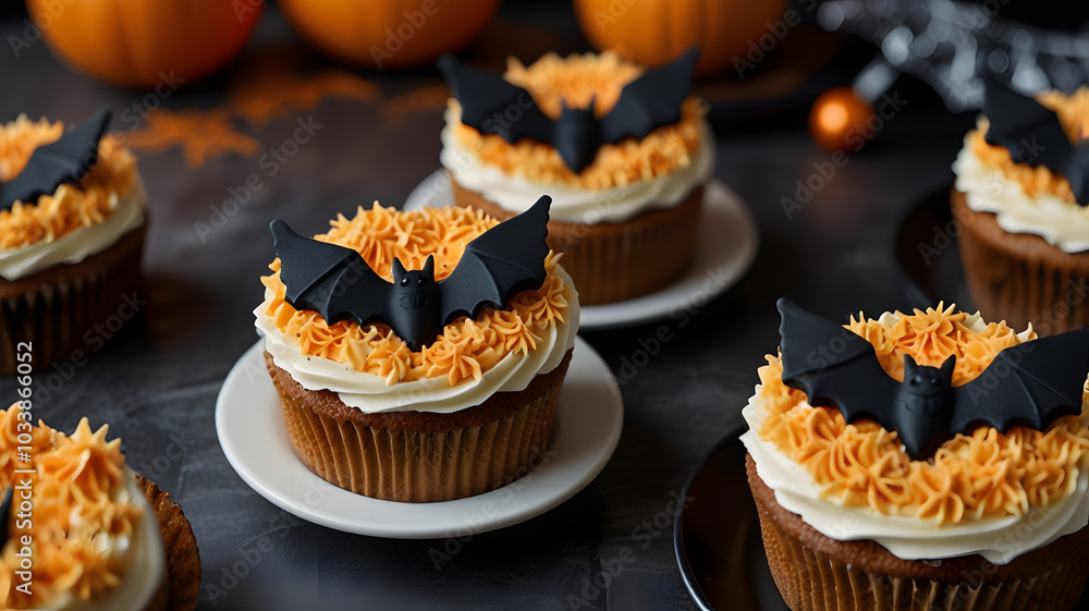 halloween cupcakes with chocolate, ai generated