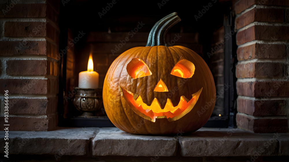 Fototapeta premium halloween pumpkin and pumpkins, orange, terror, dark, happy day, ai generated