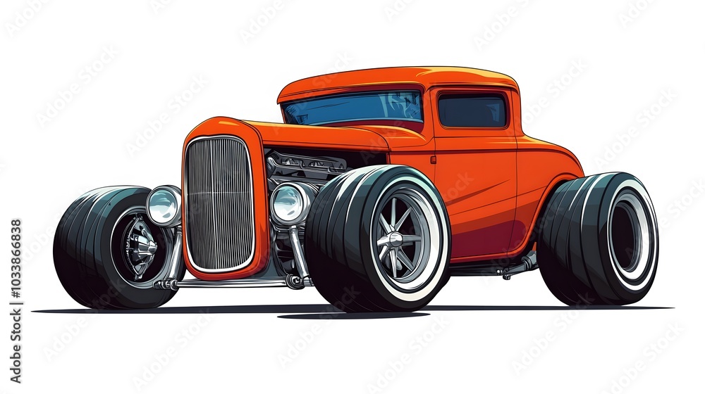 Cartoon retro hot rod isolated on white background. Cartoon retro hot rod isolated on white background.