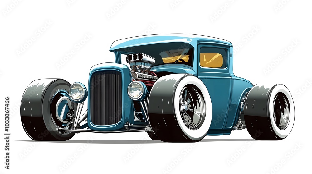Cartoon retro hot rod isolated on white background. Cartoon retro hot rod isolated on white background.