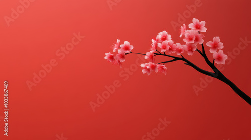 Outline of a single cherry blossom branch