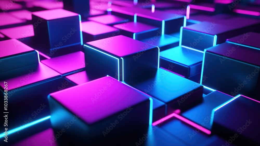 Abstract Neon Cubes