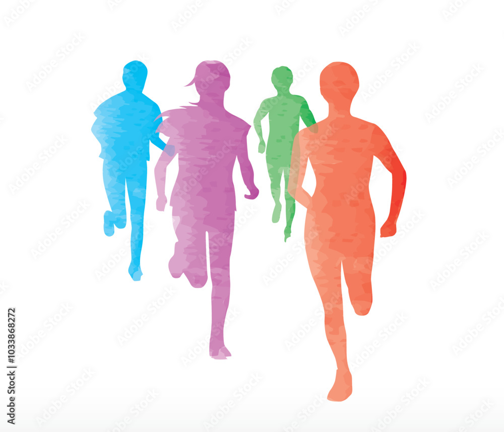 SILHOUETTES COLOREES DE COUREURS