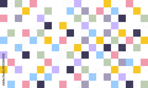 Geomatric colorful square shape pixelet glitch theme seamless pattern modern creative texture background noise halftone abstract square repeatable grid wallpaper