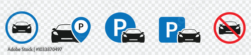 Car Parking Sign Icons | Traffic and Parking Vector Symbols