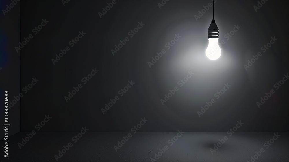 Dark empty room with single flickering light bulb casting long shadows, emphasizing absence of power and eerie atmosphere, minimalist setting with focus on light bulb's glow. Dark empty room with single flickering light bulb casting long shadows, emphasizing absence of power and eerie atmosphere, minimalist setting with focus on light bulb's glow.