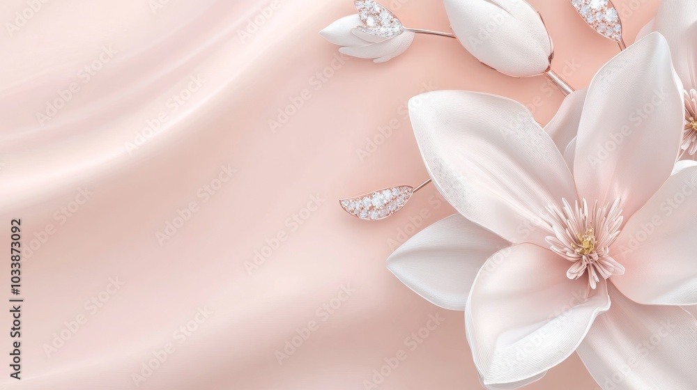 Elegant White Flower on a Pink Background Elegant White Flower on a Pink Background