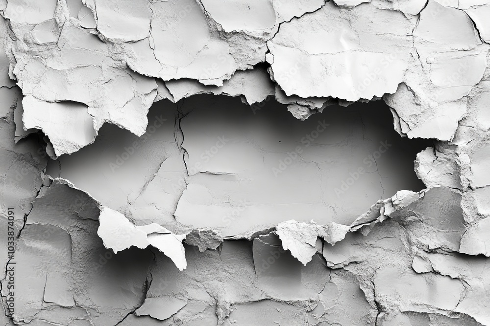 Obraz premium A blank white grunge background with ripped torn posters and crumpled paper.