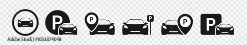 Car Parking and Traffic Signs Vector Icons