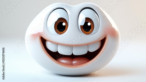 A cartoon face with a big smile and big eyes