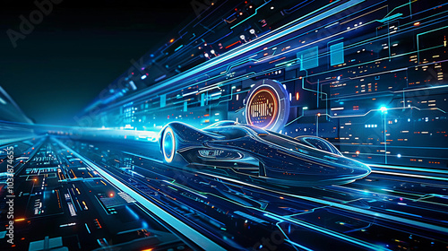 Future sports car on the move