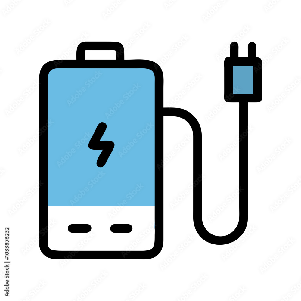 Power Bank Icon Minimalist Blue and Black for Portable Charging Power Bank Icon Minimalist Blue and Black for Portable Charging