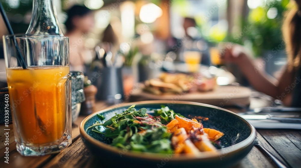 A fermented drink paired with a light meal at a promoting digestive health and culinary adventure A fermented drink paired with a light meal at a promoting digestive health and culinary adventure