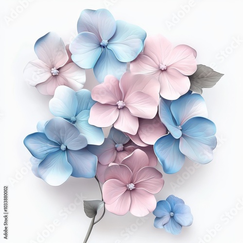 Wallpaper Mural Soft Pink and Blue Hydrangea Flowers in Bloom Torontodigital.ca