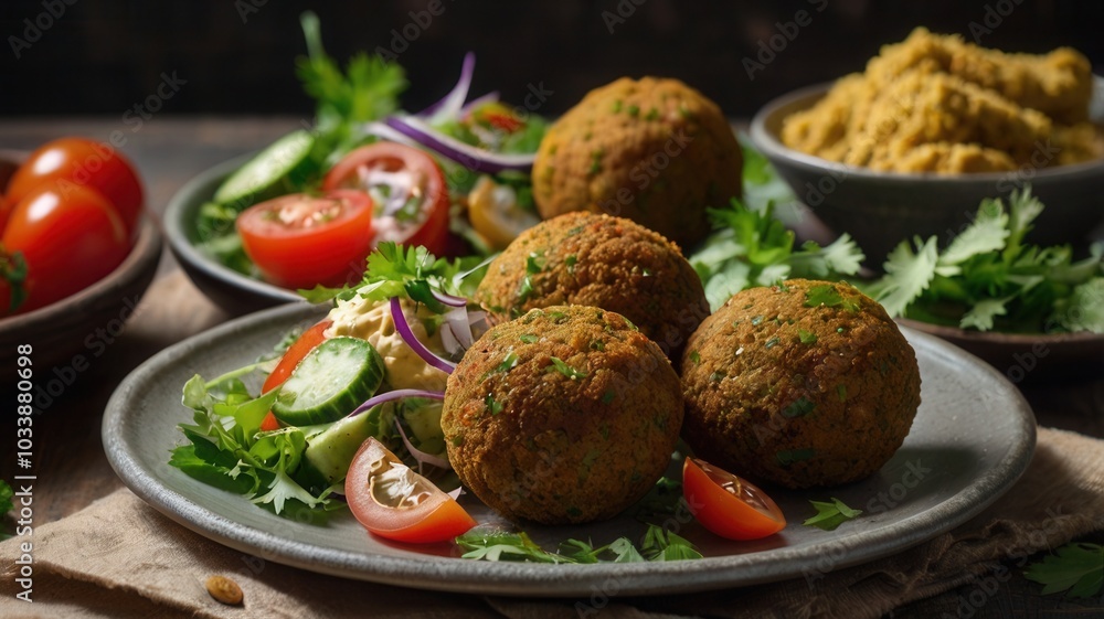 Falafel with vegetable salad Falafel with vegetable salad