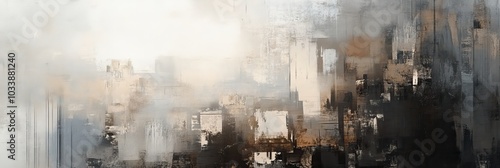 Panel kuchenny z motywem Abstract cityscape in muted tones with overlapping layers of texture and light