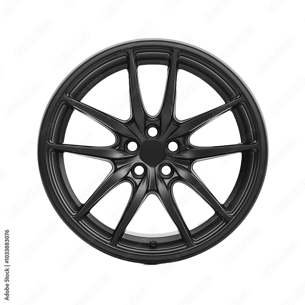 Matte Finish Luxury Sports Car Rim on a White Background Matte Finish Luxury Sports Car Rim on a White Background