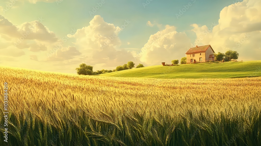 Beautiful Wheat Field, Generative AI Beautiful Wheat Field, Generative AI