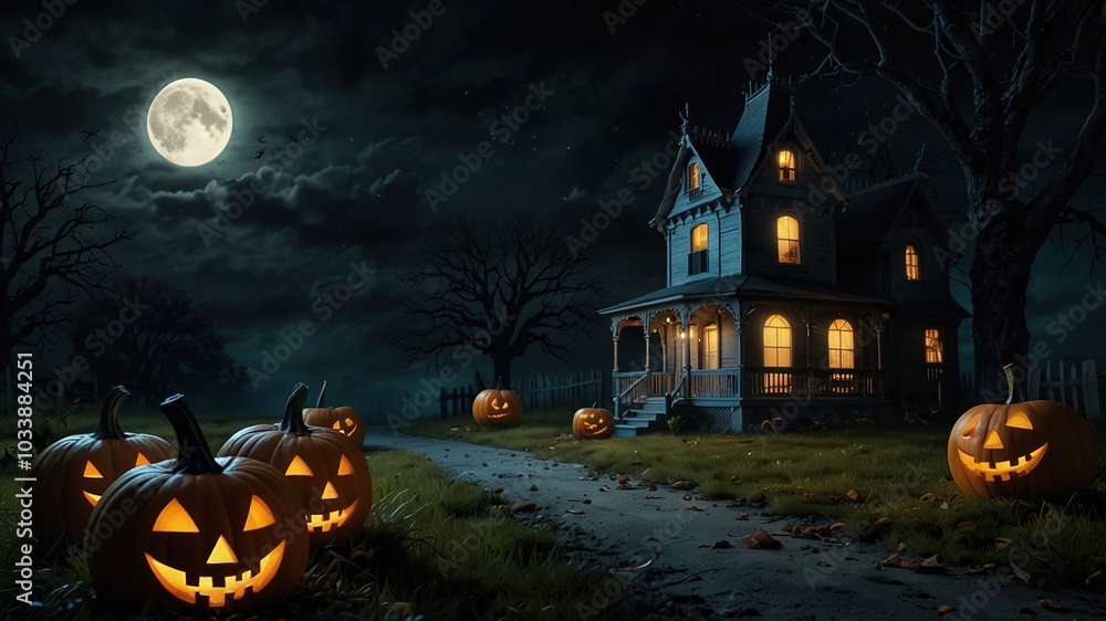 Halloween Night Poster Spooky Banner Template Design Halloween Night Poster Spooky Banner Template Design