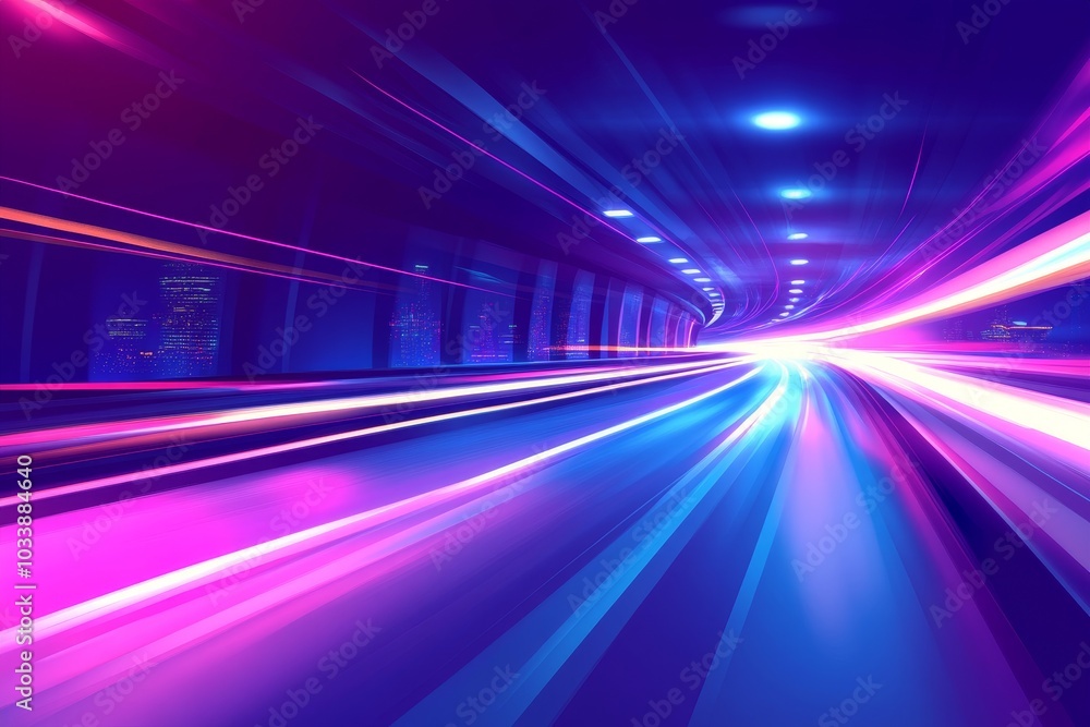 An abstract representation of radiant blue and pink light rays that create the illusion of speed and movement An abstract representation of radiant blue and pink light rays that create the illusion of speed and movement