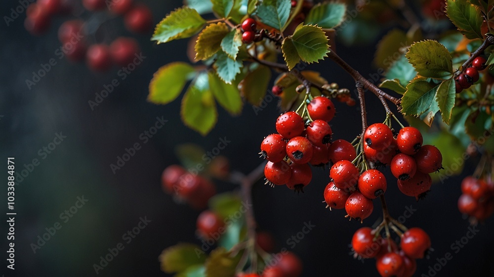 Fototapeta premium Hawthorn Berries in Autumn: A Feast for the Eyes